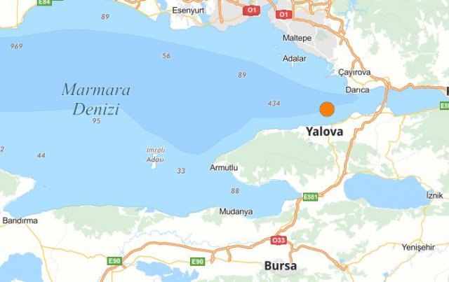 Yalova açıklarında korkutan deprem